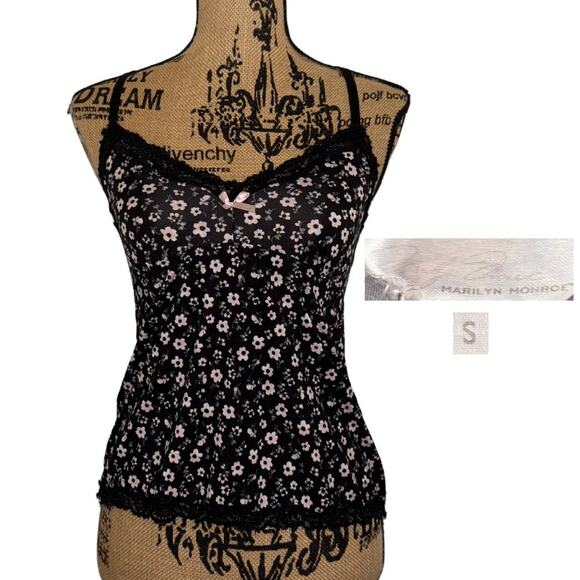 Marilyn Monroe Floral Lace Cami Black Pink Size Small Trashy Y2k Trendy Coquette - Picture 1 of 6
